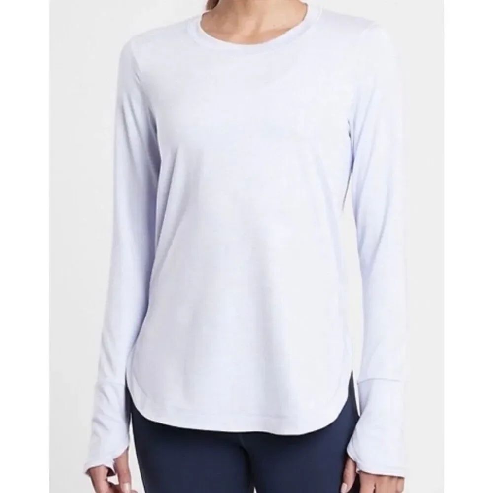 Athleta Uptempo Light Blue Long Sleeve Shirt Top sz MT
